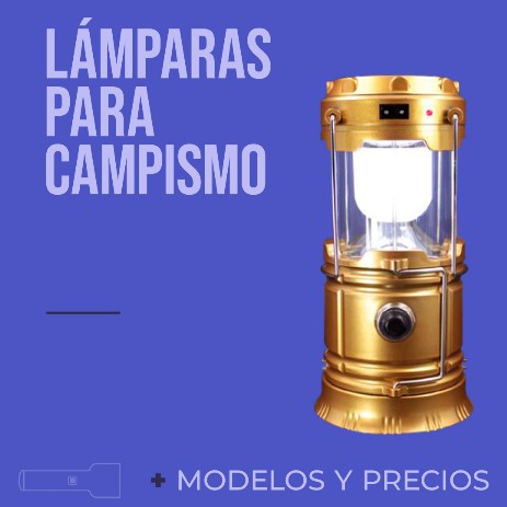 lampara led para campismo en color dorado