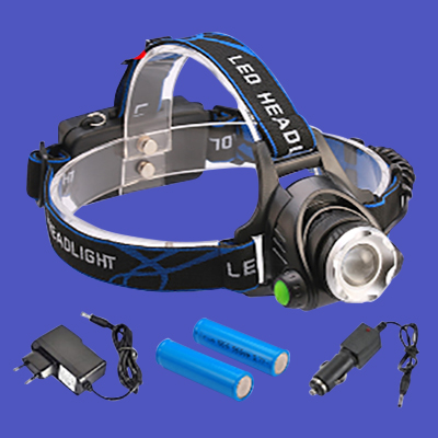 lampara para cabeza con zoom optico en color negro