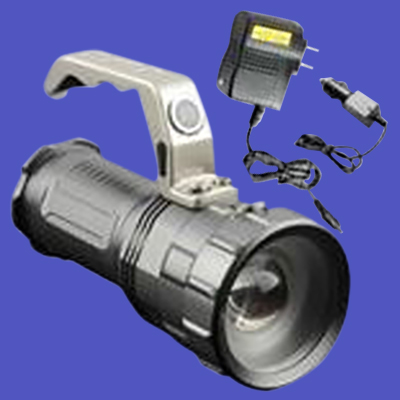 lampara de mano tactica con agarradera de color gris